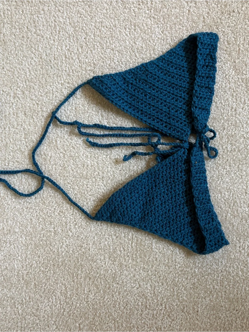 Handmade Crocheted Triangle Bralette in Teal